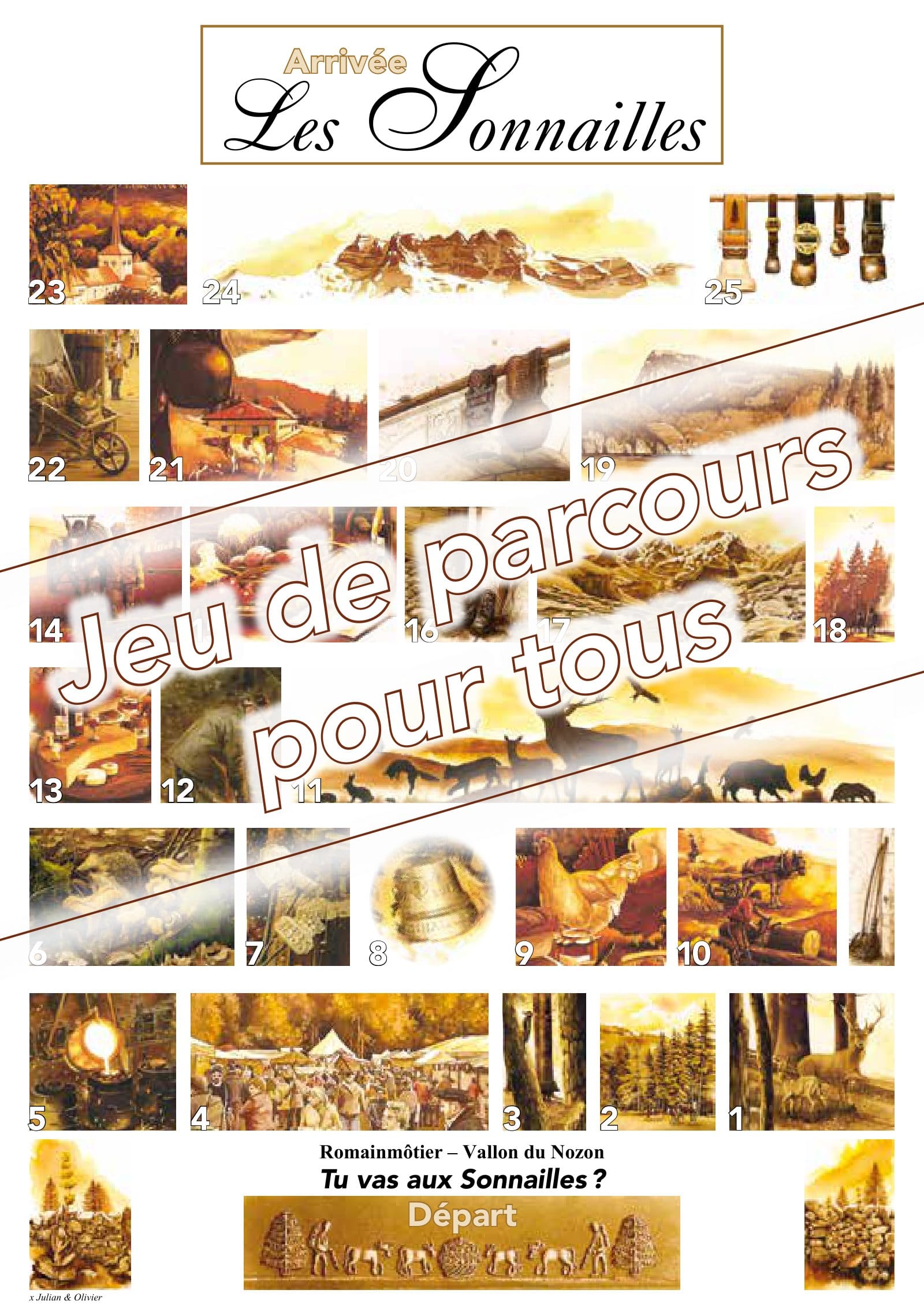 Le plateau du jeu de parcours des Sonnailles 2019
